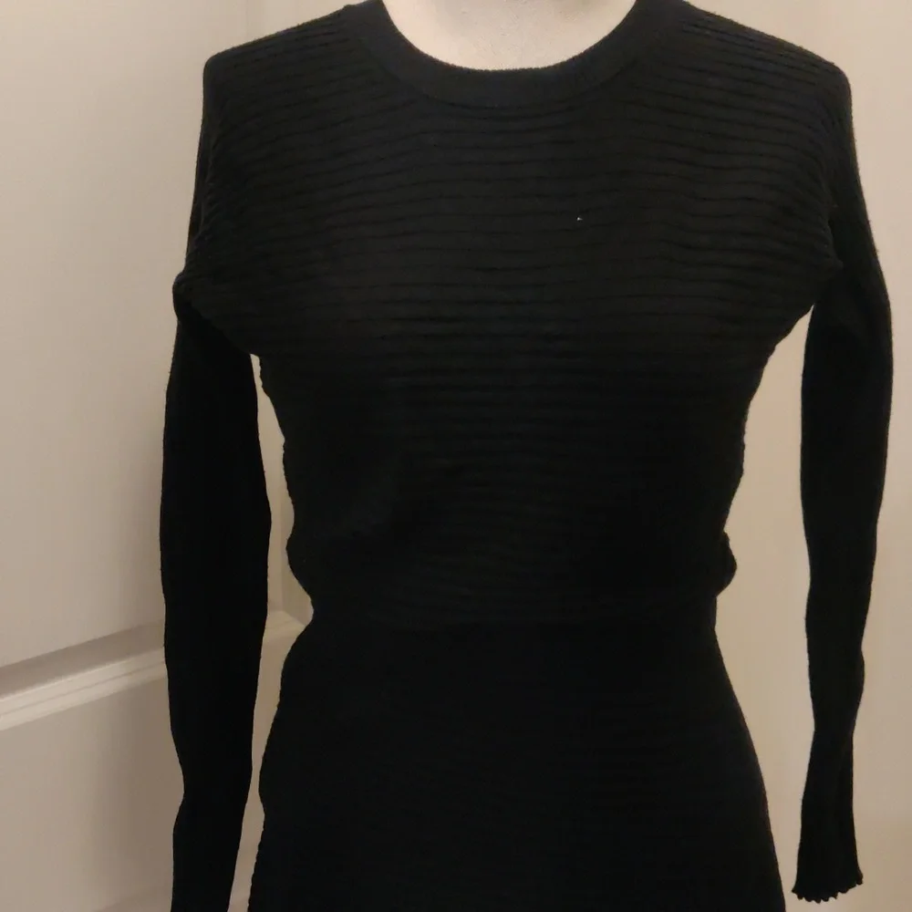 New!Love Token Black Asymmetrical Knit Sweater Dress Long Sleeves Sz Med - Picture 6 of 13
